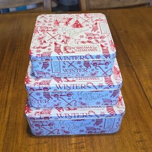 3 Christmas Themed Decorative Tins